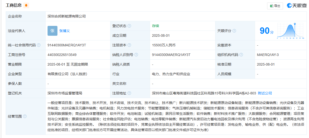 注資1.55億!贛鋒鋰業(yè)在深圳成立新能源公司